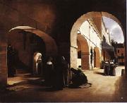Francois Bonvin The Ave Maria;Interior of a Convent at Aramont,Verberie(Oise) oil on canvas